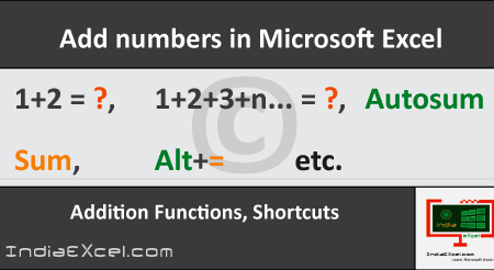 Add numbers addition Microsoft Excel 2016 (adding in excel)