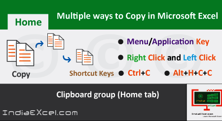 Multiple ways to Copy data or content Microsoft Excel 2016