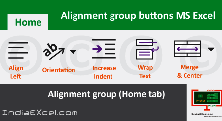 Alignment group tools buttons Microsoft Excel 2016