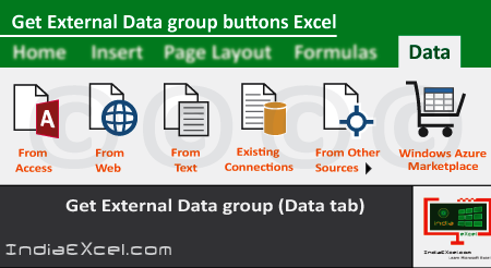Get External Data group buttons of Data tab MS Excel