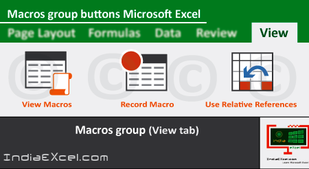Macros group commands of View tab ribbon Microsoft Excel