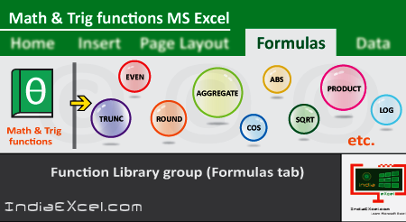 Math Trig button functions of Function Library group MS Excel