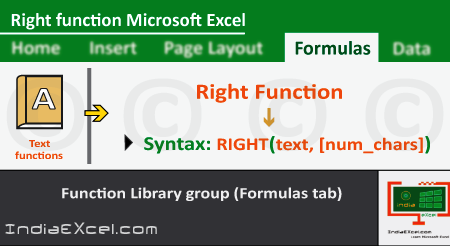 Right function of Formulas tab in Microsoft Excel