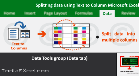 Splitting data using Text to Columns button worksheet MS Excel