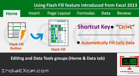 Using Flash Fill feature introduced from Microsoft Excel 2013