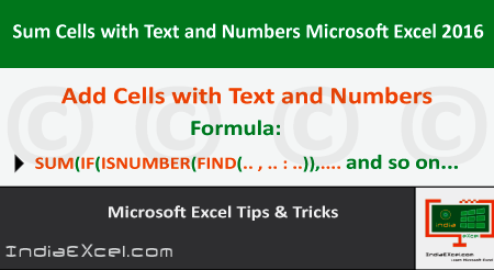 Sum Cells Text Numbers within same Cell Microsoft Excel
