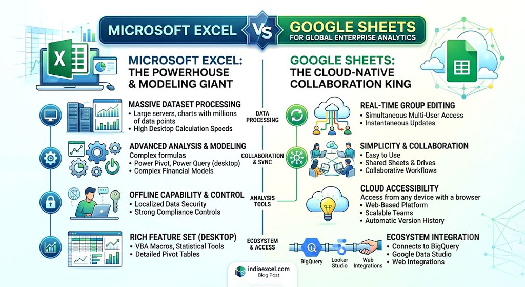 Enterprise Workspace Comparison Matrix (Microsoft Excel vs. Google Sheets)